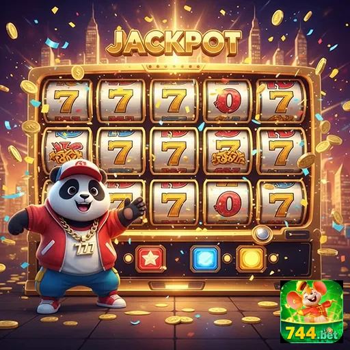 Imagem do jogo de slot Jackpot Panda disponível no 744bet, com temática de panda e grandes prêmios.
